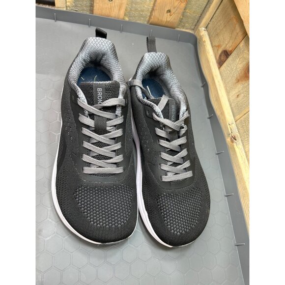 Bronax Mens Size 7.5 Breathable Mesh Running Shoes Black & Grey - Picture 3 of 8